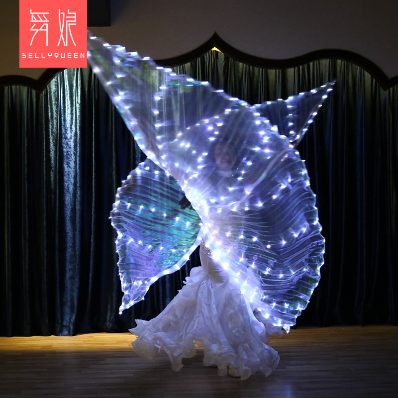 Open Back White 382 Led Isis Wing Light Up Led Dance Capes With Telescopic Stick